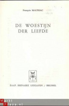 FRANCOIS MAURIAC*DE WOESTIJN DER LIEFDE**+TEKST JACKET - 3