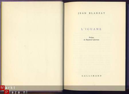 JEAN BLANZAT**L'IGUANE**GALLIMARD HARDCOVER POURPRE* - 2