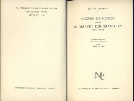 JOHN STEINBECK**1.MUIZEN EN MENSEN.2.DRUIVEN DER GRAMSCHAP.3 - 2