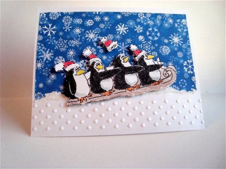 SALE Houten stempel Arctic Bus Penguins Winter van Penny Black - 4