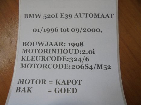 BMW 5-serie E39 520i 1998 Onderdelen en Plaatwerk 324/6 - 7