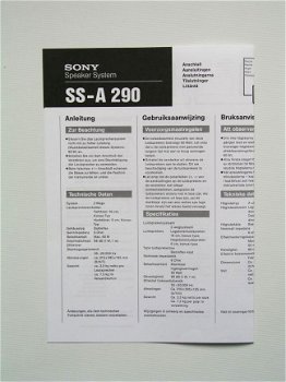 [1994] Bijsluiter/ Gebruiksaanwijzing SS-A 290, Sony - 1