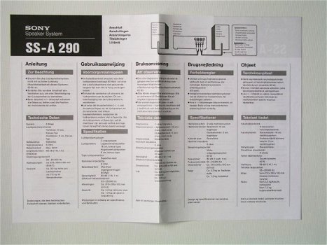 [1994] Bijsluiter/ Gebruiksaanwijzing SS-A 290, Sony - 2