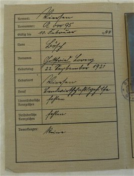 Deutsches Reich Kennkarte / ID Kaart Civiel, Man, 10 Februari 1939, te Viersen.(Nr.1) - 3