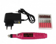 Mini freesmachine nagelfrees Roze + Freesjes en schuurrolletjes