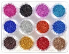 12x FLITS Nagel glitter poeder