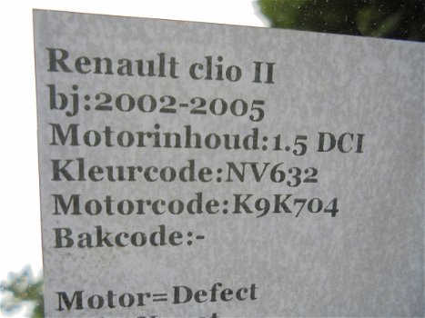 Renault Clio 2 2002 3drs 1.5 DCI Onderdelen en Plaatwerk - 7