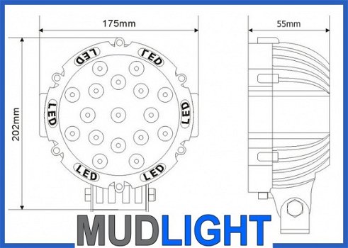 MUDLIGHT heavy duty led verstraler / breedstraler 51watt 51W. - 2