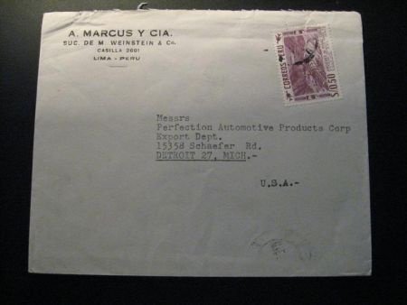 Oude envelop Peru, gebruikt jaren '50... - 1
