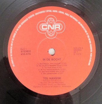 LP Nederpop: Tol Hansse - In de bocht (CNR) 1978 - 4