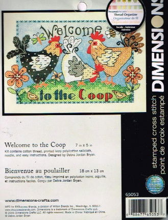 DIMENSIONS Borduurpakket , WELCOM TO THE COOP - nr. 1