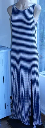 Maxi jurk gestreept blauw/wit - maat L