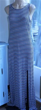 Maxi jurk gestreept blauw/wit - maat L - 4