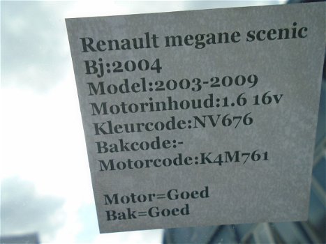 Renault Megane Scenic 1.6 16V 2004 Onderdelen en Plaatwerk - 7