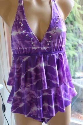 Badpak (vintage) met laagjes en strass steentjes - nr. 1