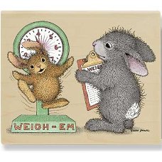 SALE NIEUWE RETIRED Houten stempel Light As A Feather van House Mouse.
