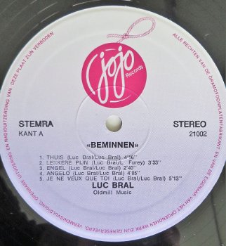 LP Singer-songwriter: Luc Bral - Beminnen (JoJo, 1979) - 3