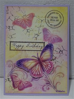 VLINDERkaart 01: Happy Birthday met vlinders - 1