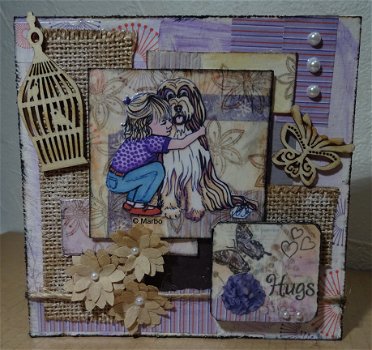 Hondenkaart 08: Mixed media kaart Hugs - 1