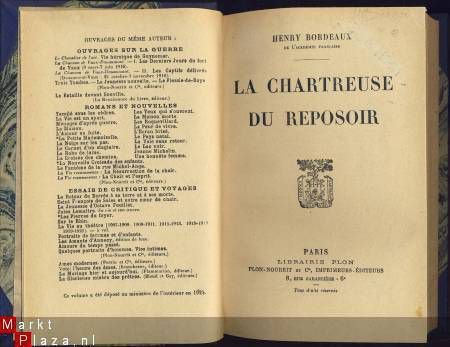HENRY BORDEAUX**LA CHARTREUSE DU REPOSOIR**1924**PLON** - 1