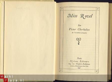 VICTOR CHERBULIEZ**MISS ROVEL**NELSON**1931** - 2