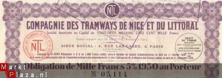 CIE DES TRAMWAYS DE NICE ET DU LITTORAL**1929**Me DUFOUR** - 2