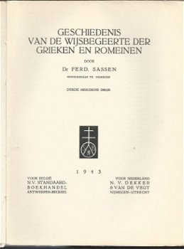 DR. FERD. SASSEN**GESCHIEDENIS WIJSBEGEERTE GRIEKEN ROMEINEN - 2