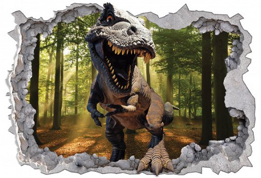 Dinosaurus fotobehang T-Rex bos 3D-effect *Muurdeco4kids - 0