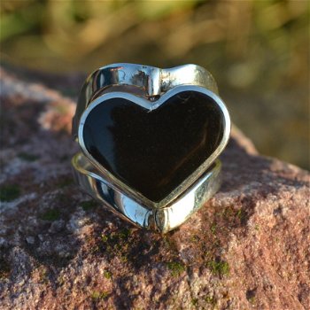 Zilveren ring met dubbel steen Hart - 7