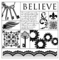 SALE NIEUW GROTE cling stempel Key Statement Believe Collage van Crafters Companion. - 1