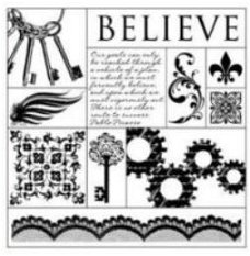 SALE NIEUW GROTE cling stempel Key Statement Believe Collage van Crafters Companion.