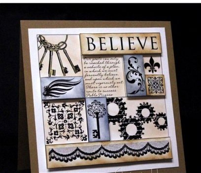SALE NIEUW GROTE cling stempel Key Statement Believe Collage van Crafters Companion. - 2