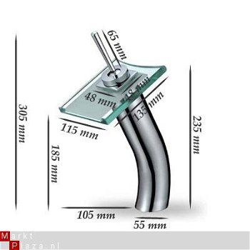 Speciale hoge watervalkraan met glas. - 1
