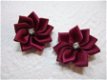 Prachtige satijnen spiraal bloem met bling ~ 2,5 cm ~ Bordeaux - 1 - Thumbnail