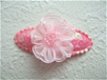 Prachtige organza bloem met kraaltjes ~ 2,5 cm ~ Zalm roze - 3 - Thumbnail