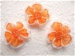 Prachtige organza bloem met kraaltjes ~ 2,5 cm ~ Oranje - 2 - Thumbnail