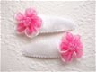 Prachtige organza bloem met kraaltjes ~ 2,5 cm ~ Donker roze - 4 - Thumbnail