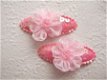 Prachtige organza bloem met kraaltjes ~ 2,5 cm ~ Donker roze - 5 - Thumbnail