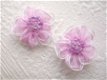 Prachtige organza bloem met kraaltjes ~ 2,5 cm ~ Lila paars - 1 - Thumbnail