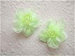 Prachtige organza bloem met kraaltjes ~ 2,5 cm ~ Lime groen - 1 - Thumbnail