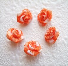Klein geruit roosje ~ 11 mm ~ Oranje
