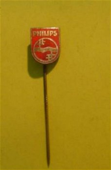 Emaille speldje philips rood(met goudkleur)