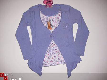 lila tuniek met paarden op het shirt mt 122/128 nr:1031 - 1