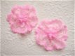 Lieve kanten rozet ~ 4 cm ~ Roze - 1 - Thumbnail