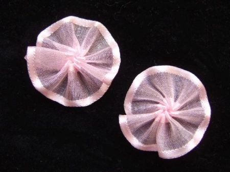 Schattig organza rozetje ~ 3 cm ~ Roze - 1