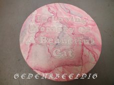 Gedenksteen IN LOVING MEMORY OF A BEAUTIFUL CAT kat roze marmer tuin graf handwerk