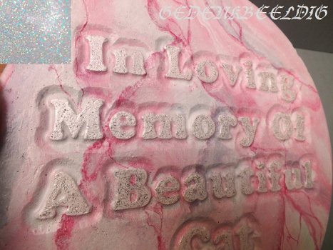 Gedenksteen IN LOVING MEMORY OF A BEAUTIFUL CAT kat roze marmer tuin graf handwerk - 2