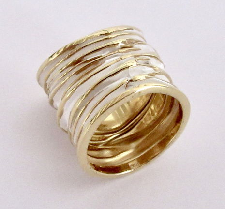 NIEUW Superbrede zilveren ring wit/geelgoud, INCLUSIEF VERZENDEN. - Afbeelding 6