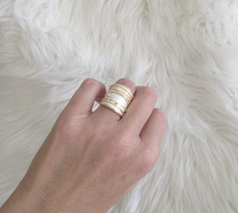 NIEUW Superbrede zilveren ring wit/geelgoud, INCLUSIEF VERZENDEN. - Afbeelding 7