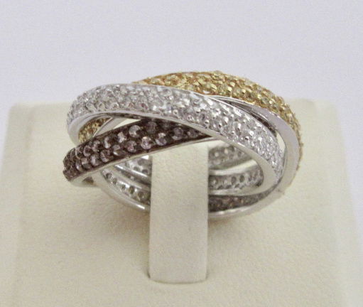 NIEUW Zilveren 3-in-1 ring zirkonia 3kleuren, INCLUSIEF VERZENDEN. - Afbeelding 2
